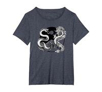 Ying Yang Dragon and Snake, Balance and Harmony T-Shirt, Women's Plus, Heather Blue, 5X