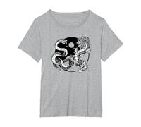 Ying Yang Dragon and Snake, Balance and Harmony T-Shirt, Women's Plus, Heather Grey, 5X