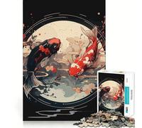 Ying Yang Japanese Koi Adult Jigsaw1000 Pieces Mind Boost Game Premium Laser Cut Quality Relaxing Indoor Group Activity (50x75cm)