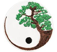 Ying Yang Tree of Life Sew on Patch - Eastern Philosophy Iron on Patches for Balanced Life - Upgrade Clothing Designer Patches for Jackets, Jeans, Backpacks, Hats, Shirts - 80X80 mm