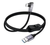 YINGAYOU 90 Degree USB C Cable with Switch USB 3.2 Type C Cable Fast Charging 60W 3A High Speed Data Transfer 10Gbps, for Laptops, PC, Phone, Car (Black, 4.9FT / 1.5 m)