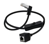 YINGAYOU Cat 6 Ethernet Extension Cable with Switch 1000Mbps RJ45 Extension Cable Male Female for Laptop,PC,Router and MC (Up, 0.6 m/2 ft)