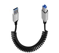 YINGAYOU Coiled USB A to B Printer Cable Coiled USB 3.0 Printer Cable Super Speed 5Gbps, for Scanner, External Hard Drives, Multifunction Printers (Type A, 1 m)