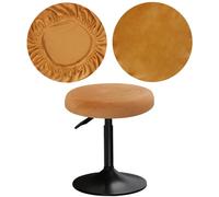 YINGAYOU Round Velvet Stool Cover 12-16"/30-40cm Bar Stool Cover Very Soft Elastic and Easy to Install Wrinkle Resistant, Washable, Dustproof Suitable for Round and Square Stools (1, Khaki)