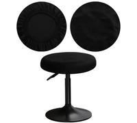 YINGAYOU Round Velvet Stool Cover 12-16"/30-40cm Bar Stool Cover Very Soft Elastic and Easy to Install Wrinkle Resistant, Washable, Dustproof Suitable for Round and Square Stools (1, Black)