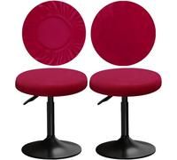 YINGAYOU Round Velvet Stool Cover 12-16"/30-40cm Bar Stool Cover Very Soft Elastic and Easy to Install Wrinkle Resistant, Washable, Dustproof Suitable for Round and Square Stools (2, Burgundy)
