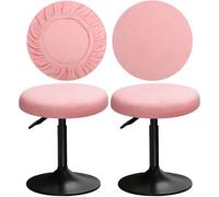 YINGAYOU Round Velvet Stool Cover 12-16"/30-40cm Bar Stool Cover Very Soft Elastic and Easy to Install Wrinkle Resistant, Washable, Dustproof Suitable for Round and Square Stools (2, Pink)