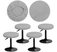 YINGAYOU Stool Covers Round 12-16" Bar Stool Seat Covers Round with Plush Squares, Elastic Soft and Comfortable Are Rich Color That Doesn’t Fade (4, Light Gray)