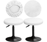 YINGAYOU Stool Covers Round 12-16" Bar Stool Seat Covers Round with Plush Squares, Elastic Soft and Comfortable Are Rich Color That Doesn’t Fade (2, White)