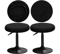 YINGAYOU Stool Covers Round 12-16" Bar Stool Seat Covers Round with Plush Squares, Elastic Soft and Comfortable Are Rich Color That Doesn’t Fade (2, Black)