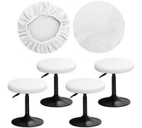 YINGAYOU Stool Covers Round 12-16" Bar Stool Seat Covers Round with Plush Squares, Elastic Soft and Comfortable Are Rich Color That Doesn’t Fade (4, White)
