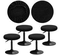YINGAYOU Stool Covers Round 12-16" Bar Stool Seat Covers Round with Plush Squares, Elastic Soft and Comfortable Are Rich Color That Doesn’t Fade (4, Black)