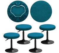 YINGAYOU Stool Covers Round 12-16" Bar Stool Seat Covers Round with Plush Squares, Elastic Soft and Comfortable Are Rich Color That Doesn’t Fade (4, Peacock Blue)