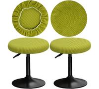 YINGAYOU Stool Covers Round 12-16" Bar Stool Seat Covers Round with Plush Squares, Elastic Soft and Comfortable Are Rich Color That Doesn’t Fade (2, Green)