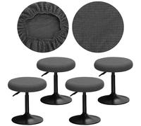 YINGAYOU Stool Covers Round 12-16" Bar Stool Seat Covers Round with Plush Squares, Elastic Soft and Comfortable Are Rich Color That Doesn’t Fade (4, Grey)