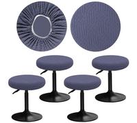 YINGAYOU Stool Covers Round 12-16" with Jacquard Pattern Bar Stool Seat Covers Round, Elastic Soft and Comfortable are Rich Color That Detachable and Washable (4, Dark Grey)