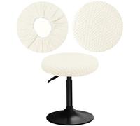 YINGAYOU Stool Covers Round 12-16" with Jacquard Pattern Bar Stool Seat Covers Round, Elastic Soft and Comfortable are Rich Color That Detachable and Washable (1, Beige)