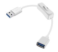 YINGAYOU USB 3.0 Extension Cable with Switch USB 3.0 Cable Short with Switch Supports 5Gbps Data Transmit and Charging Function, for Laptops, PC (White, 0.3 m)