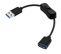 YINGAYOU USB 3.0 Extension Cable with Switch USB 3.0 Cable Short with Switch Supports 5Gbps Data Transmit and Charging Function, for Laptops, PC (Black, 0.3 m)