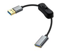 YINGAYOU USB Cable Switch USB 3.0 Extension Cable with Switch Gold Plated Plug Supports OTG High Speed 5Gbps Data Transmit and Power Supply, for Laptops, PC, TV, Car (Black, 1FT / 0.3 m)