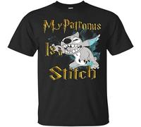 YINGBUFAN VihaTee My Patronus is a Stitch Funny T Shirt Black S