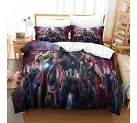 YINGD 3D Printed Avengers Duvet Cover Set Superheroes Bedding Set, Soft Microfibre, 2 Pillowcases, Hidden Zip,