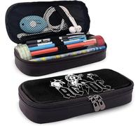 YINGD ACDC Leather Pencil Case Big Capacity with Zipper Large Storage Pen Pencil Pouch Box Organizer Practical Bag Holder