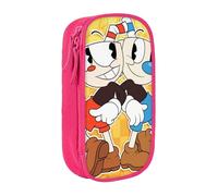 YINGD Adventure Cuphead Mugman Pencil Case Large Capacity Doublelayer Pen Bag School Stationery Pouch Pencil case Supplies Pencase for