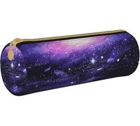 YINGD AI Girl On A Windy Beach Print Leather Pencil Pen Case Round Pencil Box Bag Pencil Cases Organizer for Office College School Adult Teen Girl Boy