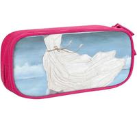 YINGD AI Girl On A Windy Beach Print Pencil Pen Case Double-Layer Pencil Box Bag Pencil Cases Organizer for Office College School Adult Teen Girl Boy