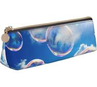 YINGD AI Poppies On Sky Print Leather Pencil Pen Case Triangle Pencil Box Bag Pencil Cases Organizer for Office College School Adult Teen Girl Boy