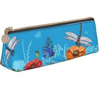 YINGD AI Poppies On Sky Print Leather Pencil Pen Case Triangle Pencil Box Bag Pencil Cases Organizer for Office College School Adult Teen Girl Boy