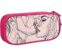 YINGD AI Women Men Kissing Print Pencil Pen Case Double-Layer Pencil Box Bag Pencil Cases Organizer for Office College School Adult Teen Girl Boy