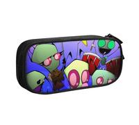 YINGD Alien Invader Zim Pencil Case Large Capacity Double-Layer Pen Bag School Stationery Pouch Organizer Office Supplies Pencase for Kids Adult