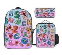 YINGD Alphabet Lore Backpack with Lunch Bag Pencil Bag 3D Printing Cartoon Backpacks Set Casual Daypacks Bag Large Capacity 3 Piece Backpack Set