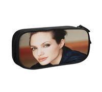 YINGD Angelina Jolie Pencil Case for Office & School - Oxford Cloth Zipper Bag with 5 Pen Slots & 3 Mesh Pockets (Custom Logo)