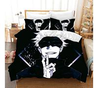 YINGD Anime Jujutsu Kaisen Bedding Set For Boys 3D Printed Duvet Covers With Pillowcases Kids Quilt Covers Bedclothes (Double)