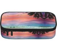 YINGD AQ Starfish with Palm Trees Print Pencil Case Large Capacity Pencil Case, Big Pen Pouch Stationery Storage Organiser for Teen Girls Boys Adults