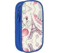 YINGD AQ The Paris Tower and a Bicycle Printed High Capacity Pencil Pen Case,Durable Pencil Bag Pouch Box Organizer Cases,for Men Women