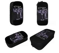 YINGD ATLarge Capacity Pen Box Cocteau Twins Members Music School Supplies Double Layer Pen Case Girl Make Up Bag Gift