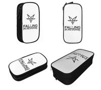 YINGD ATLarge-Capacity Pen Box Falling in Reverse Rock Band Metal Music School Supplies Double Layer Pencilcase Women Make Up Bag Gift
