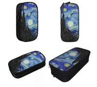 YINGD ATLarge-Capacity Pencil Pouch Vincent Van Gogh - Starry Night School Accessories Star Double Layer Pencilcase Girl Make Up Bag