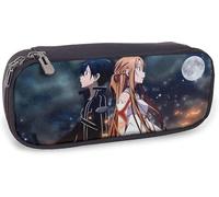 YINGD ATSword Art Online Leather Pencil Case Big Capacity with Zipper Large Storage Pen Pencil Pouch Box Organizer Practical Bag Holder