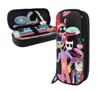 YINGD ATThe Amazing Digital Circus Funny Leather Pen Bag Brown Pencil Case Holder Student Stationery Pouch Organizer for Kids Teen Adult for School of