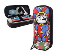 YINGD ATThe Amazing Digital Circus Leather Pen Bag Brown Pencil Case Holder Student Stationery Pouch Organizer for Kids Teen Adult for School Office S