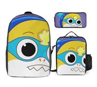 YINGD Baby Shark’s Big Show Backpack Academic Artisan Set Crafted Bookbag with Gourmet Lunch