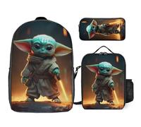 YINGD Baby Yoda Backpack Set Cartoon Backpacks with Pencil Case & Lunch Bag Lunch Box Lightweight Travel Casual Daypack School Supplies