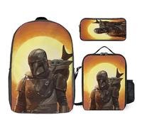 YINGD Baby Yoda Backpack Set Cartoon Backpacks with Pencil Case & Lunch Bag Lunch Box Lightweight Travel Casual Daypack School Supplies
