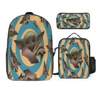 YINGD Baby Yoda Backpack Set Cartoon Backpacks with Pencil Case & Lunch Bag Lunch Box Lightweight Travel Casual Daypack School Supplies