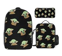 YINGD Baby Yoda Backpack Set Cartoon Backpacks with Pencil Case & Lunch Bag Lunch Box Lightweight Travel Casual Daypack School Supplies
